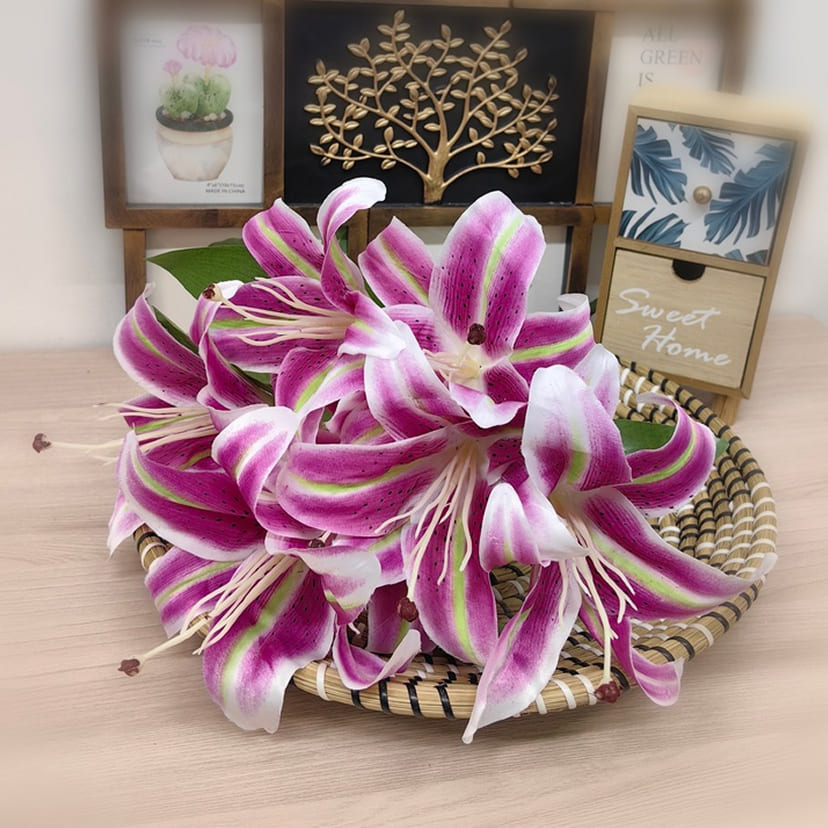 Искусственные цветы в Балашихе | Цветы искусственные «Лилии крупные», розово-сиреневые, букет