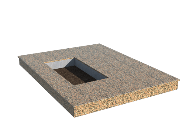 Площадки на могилу в Балашихе | Площадка с вертикальной (15 см) облицовкой Южно-султаевским гранитом (под цветник)