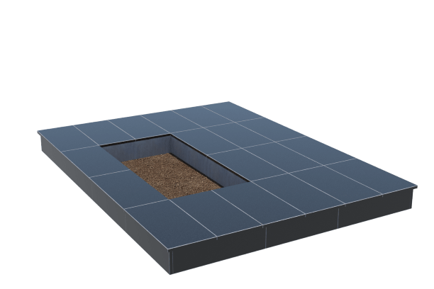 Площадки на могилу в Балашихе | Площадка с вертикальной (15 см) облицовкой гранитом Габбро (под цветник)