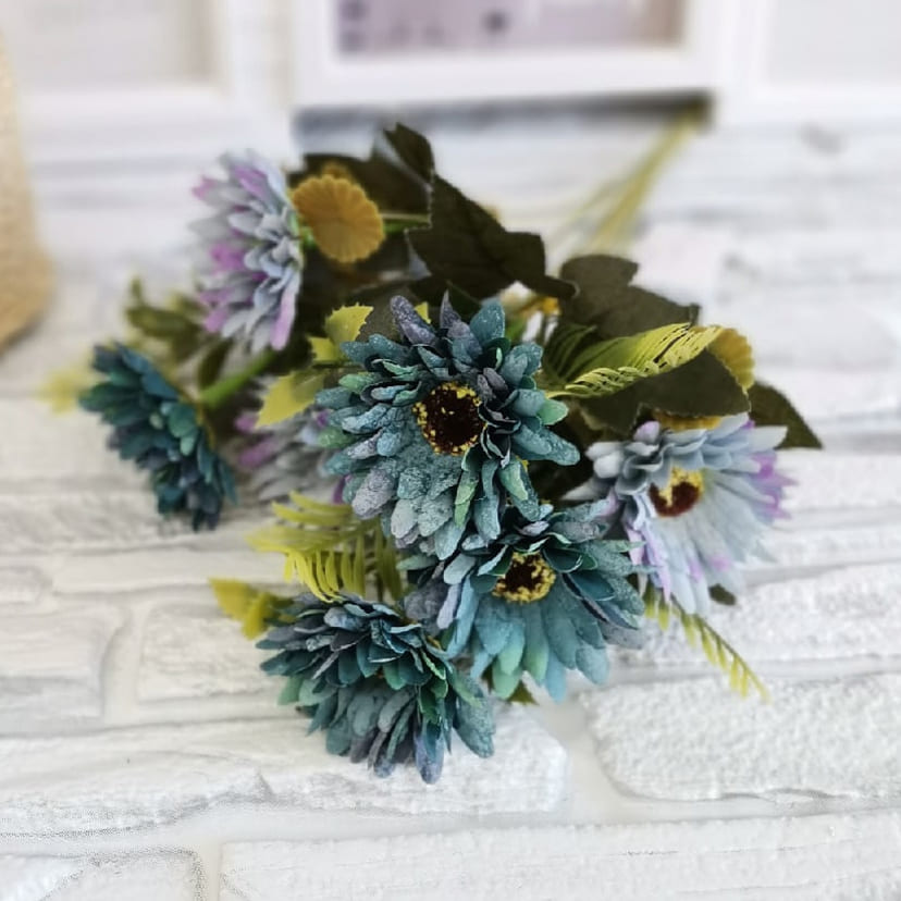 Искусственные цветы в Балашихе | Цветы искусственные «Ромашки», фиолетово-голубые, букет