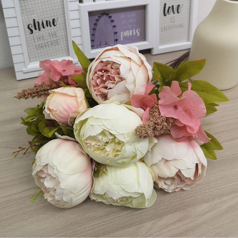 Искусственные цветы в Балашихе | Цветы искусственные «Пионы», молочно-розовые, букет