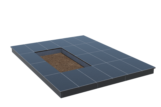 Площадки на могилу в Балашихе | Площадка с вертикальной (10 см) облицовкой гранитом Габбро (под цветник)