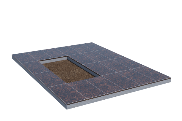 Площадки на могилу в Балашихе | Площадка с облицовкой Дымовским гранитом (под цветник)